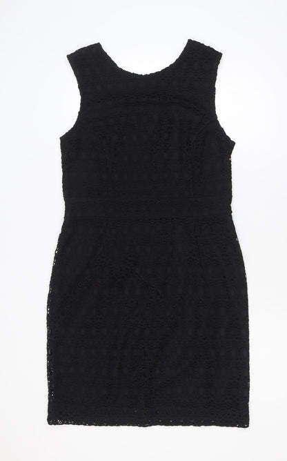 Dunnes Women Black Lace Sheath Knee Length Dress Size 14