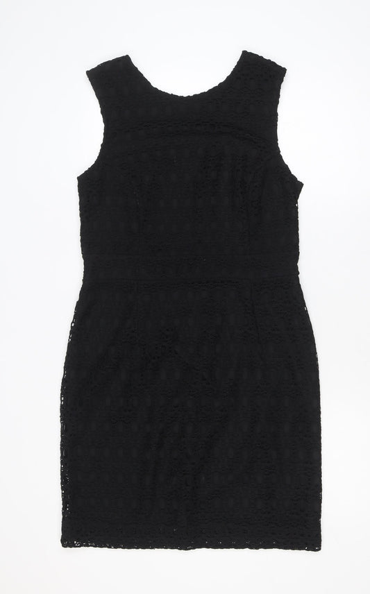 Dunnes Women Black Lace Sheath Knee Length Dress Size 14