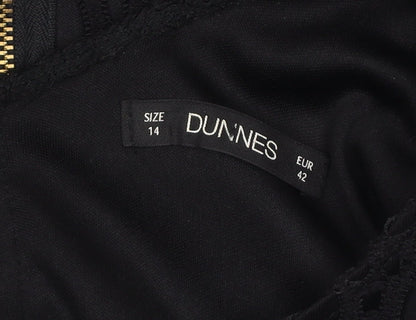 Dunnes Women Black Lace Sheath Knee Length Dress Size 14