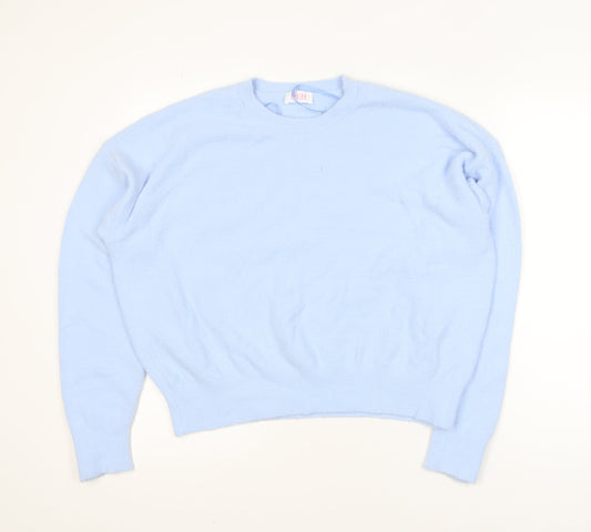 Savida Women Blue 2XL Crew Neck Long Sleeve Pullover Jumper
