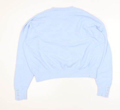 Savida Women Blue 2XL Crew Neck Long Sleeve Pullover Jumper