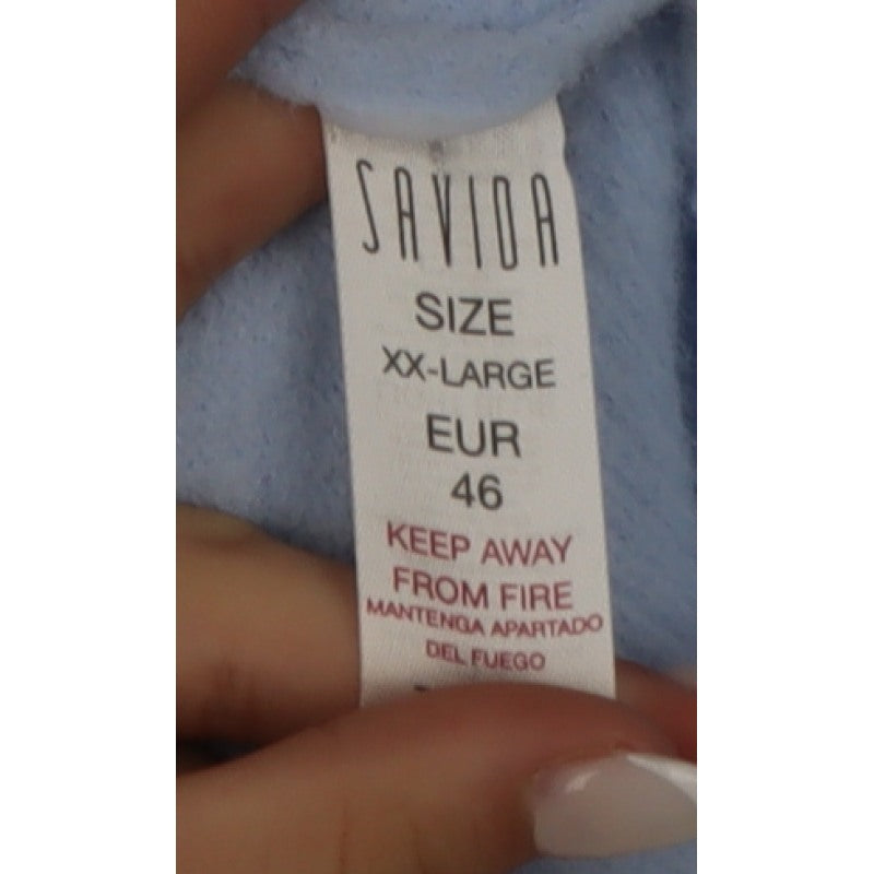 Savida Women Blue 2XL Crew Neck Long Sleeve Pullover Jumper