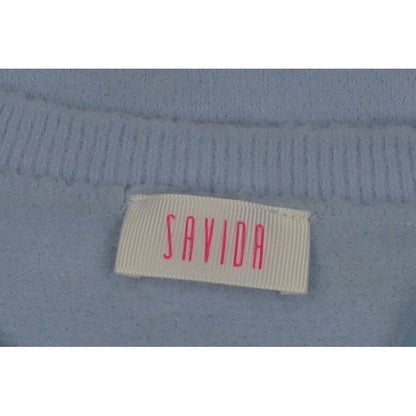 Savida Women Blue 2XL Crew Neck Long Sleeve Pullover Jumper