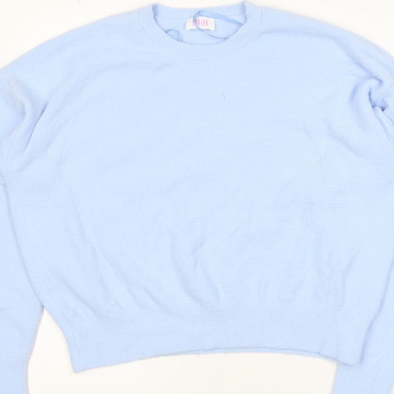 Savida Women Blue 2XL Crew Neck Long Sleeve Pullover Jumper