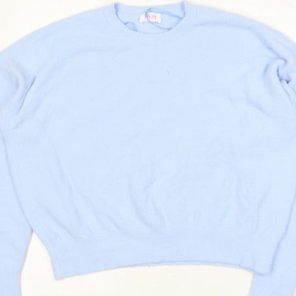 Savida Women Blue 2XL Crew Neck Long Sleeve Pullover Jumper