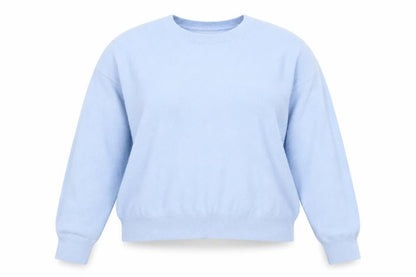 Savida Women Blue 2XL Crew Neck Long Sleeve Pullover Jumper