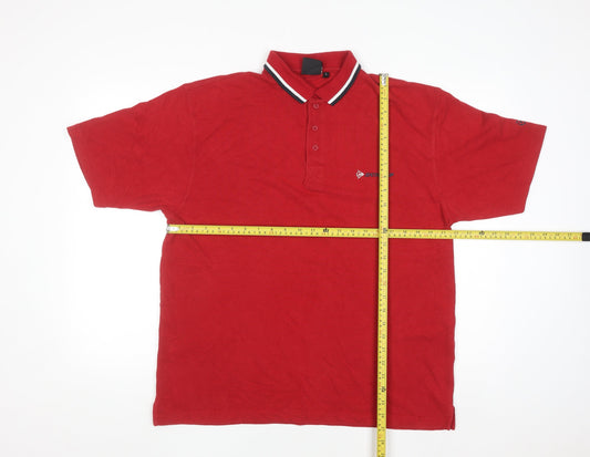 Dunlop Men’s Red Polo Shirt L Classic Collared Short Sleeve Sports Top