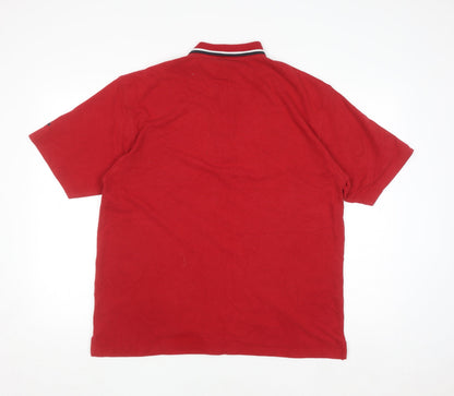 Dunlop Men’s Red Polo Shirt L Classic Collared Short Sleeve Sports Top
