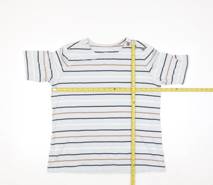 Lands' End Men's Multicoloured Striped Button Shoulder T-Shirt XL