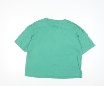 Marks and Spencer Women’s Green Cropped T-Shirt Wicked Print L
