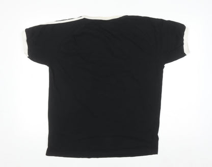 Adidas Mens Black Crew Neck Short Sleeve 3-Stripes T-Shirt L