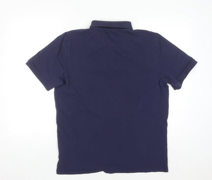 Fila Men's Blue Cotton Blend Short Sleeve Polo Shirt M