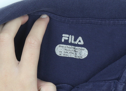 Fila Men's Blue Cotton Blend Short Sleeve Polo Shirt M