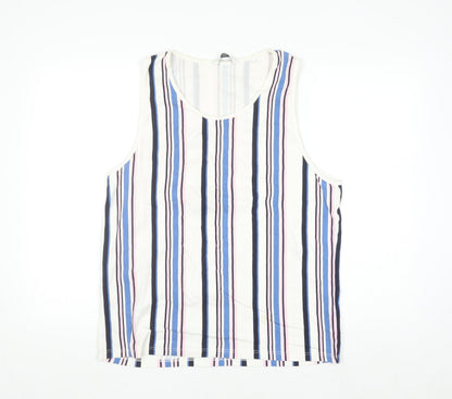 Next Men’s Multicoloured Striped Cotton Sleeveless Regular Fit Top L