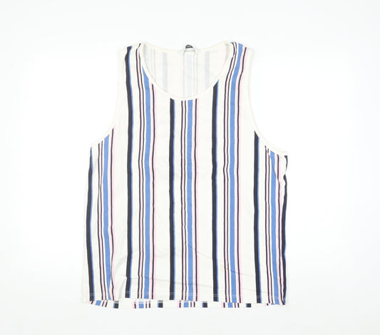 Next Men’s Multicoloured Striped Cotton Sleeveless Regular Fit Top L