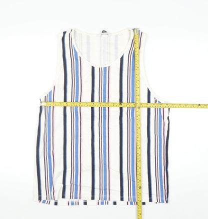 Next Men’s Multicoloured Striped Cotton Sleeveless Regular Fit Top L