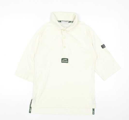 Slazenger Men's Ivory Polo Shirt Size M Regular Fit 3/4 Sleeve