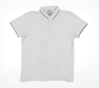 Red Herring Mens Grey Slim Fit Polo Shirt Size L