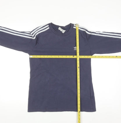 Adidas Women Blue Long Sleeve Crew Neck Cotton T-Shirt Size 14