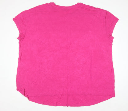 Yours Women Pink Short Sleeve Graphic Slogan T-Shirt Size 30-32 Viscose Blend