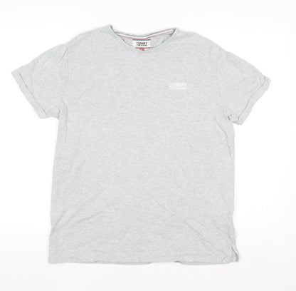 Tommy Jeans Men’s Grey Cotton Crew Neck Short Sleeve T-Shirt S