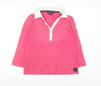 Maine New England Women's Pink Cotton Long Sleeve Polo Shirt Size 12