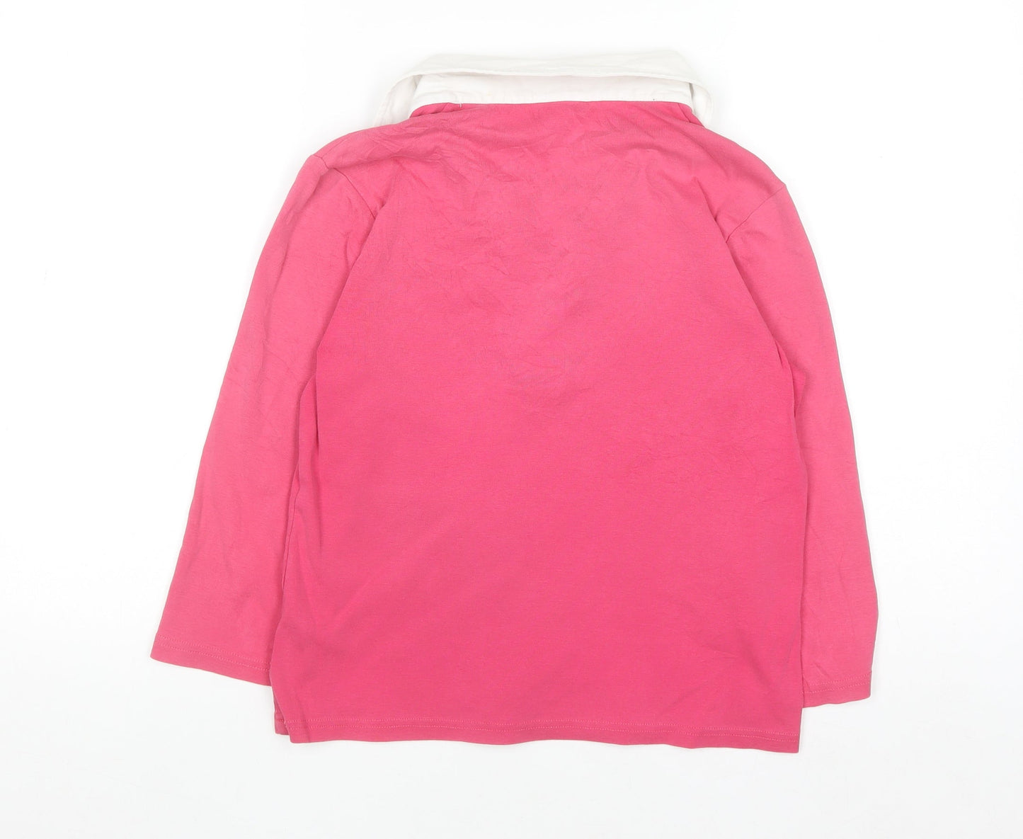 Maine New England Women's Pink Cotton Long Sleeve Polo Shirt Size 12