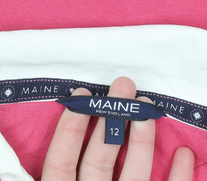 Maine New England Women's Pink Cotton Long Sleeve Polo Shirt Size 12