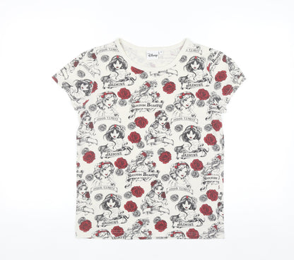 Disney Women’s Ivory Princess Print Short Sleeve T-Shirt Size 8