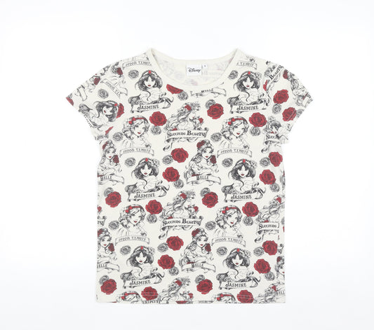 Disney Women’s Ivory Princess Print Short Sleeve T-Shirt Size 8