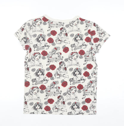 Disney Women’s Ivory Princess Print Short Sleeve T-Shirt Size 8