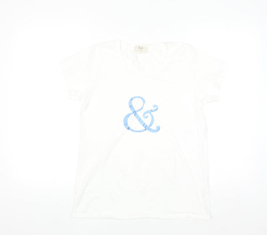 Hush Women's White Cotton Basic Crew Neck T-Shirt Size S