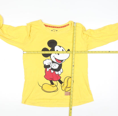 Disney Women’s Yellow Mickey Mouse Long Sleeve Cotton T-Shirt S