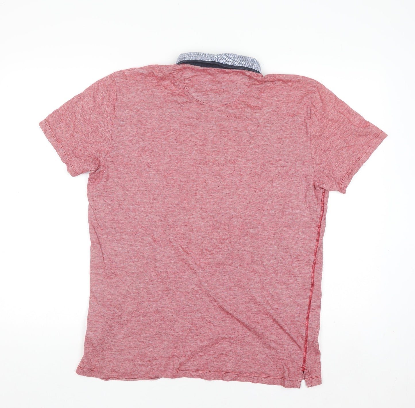 Next Men’s Red Cotton Polo Shirt Size L Button Collar Casual Top