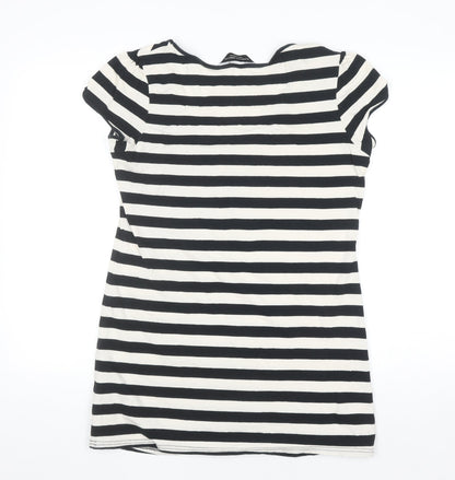 Dorothy Perkins Women’s Black White Striped Short Sleeve Jersey T-Shirt Size 16