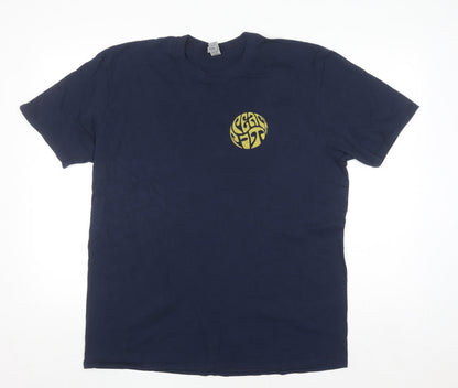 Gildan Mens Blue XL Band Graphic Retro Cotton T-Shirt