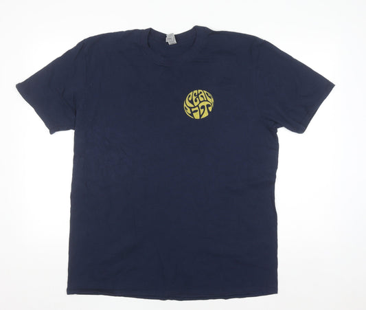 Gildan Mens Blue XL Band Graphic Retro Cotton T-Shirt