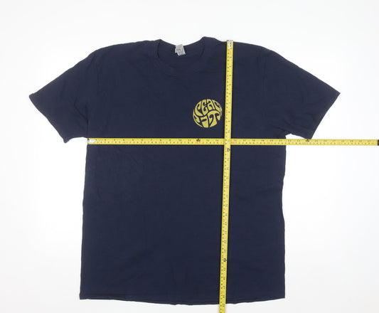 Gildan Mens Blue XL Band Graphic Retro Cotton T-Shirt