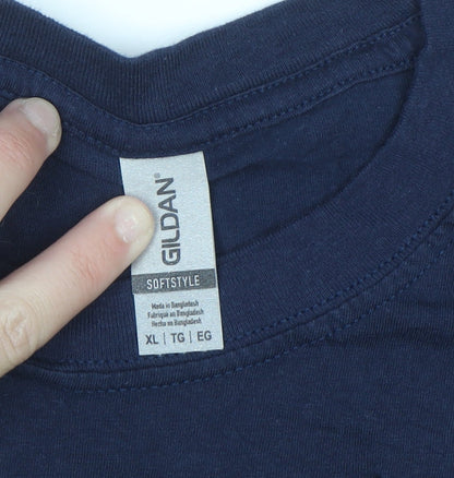Gildan Mens Blue XL Band Graphic Retro Cotton T-Shirt