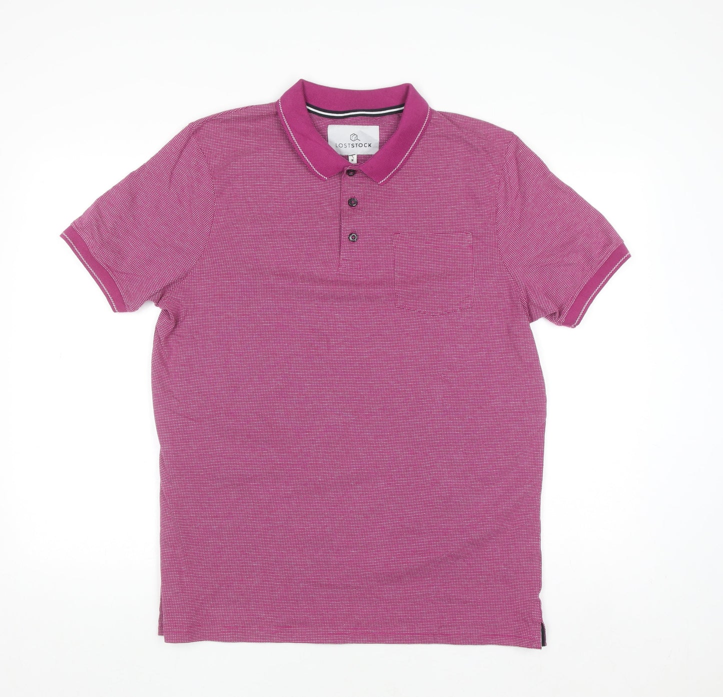 Lost Stock Men’s Pink Cotton Short Sleeve Polo Shirt Size M