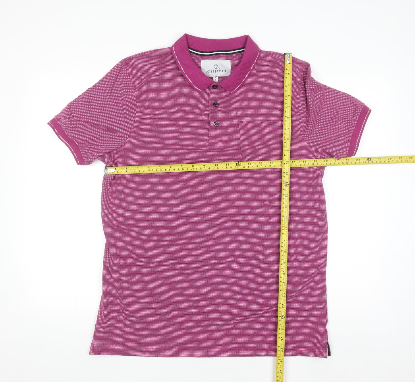 Lost Stock Men’s Pink Cotton Short Sleeve Polo Shirt Size M