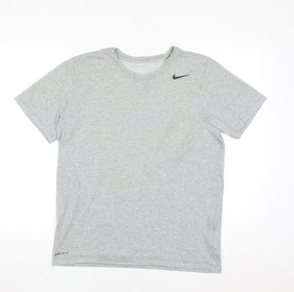 Nike Men's Grey Dri-Fit Athletic Short Sleeve Crew Neck T-Shirt M