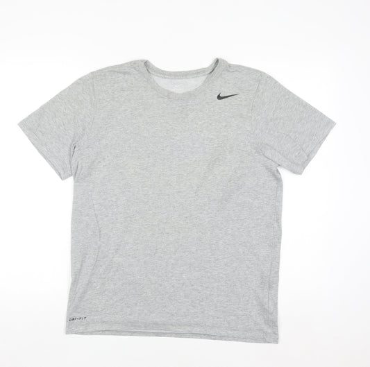 Nike Men's Grey Dri-Fit Athletic Short Sleeve Crew Neck T-Shirt M