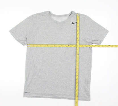 Nike Men's Grey Dri-Fit Athletic Short Sleeve Crew Neck T-Shirt M