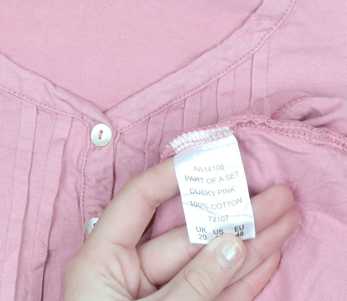 Cotton Traders Women's Dusky Pink Size 20 Tunic Blouse 100% Cotton