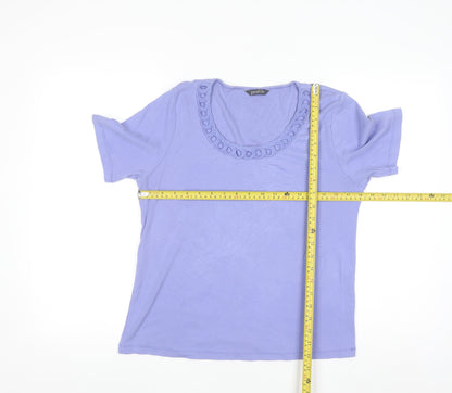 Profile Women Purple Cotton Scoop Neck Short Sleeve T-Shirt Size 16