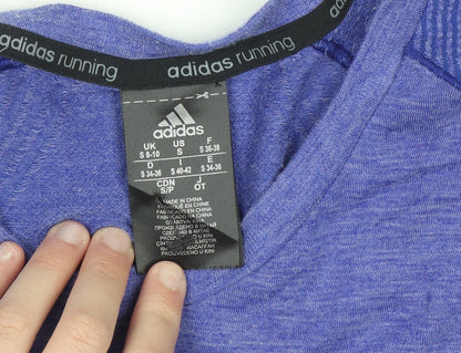 Adidas Women Blue Running T-Shirt S Slim Fit Short Sleeve