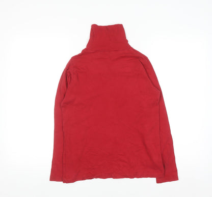 Isle Essentials Women's Red Roll Neck Long Sleeve Cotton Top Size S