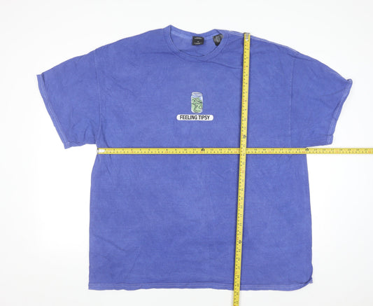 Urban Outfitters Men's Blue 'Feeling Tipsy' Graphic Cotton T-Shirt Size L