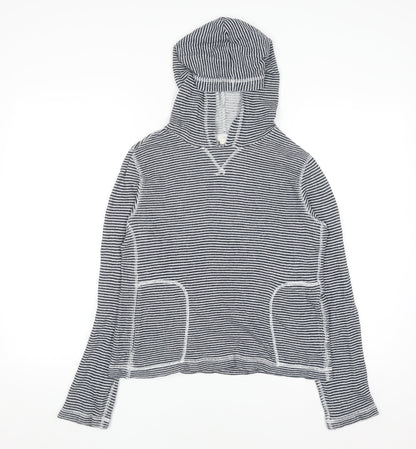 J.Crew Women’s Blue White Striped Cotton Pullover Hoodie XS